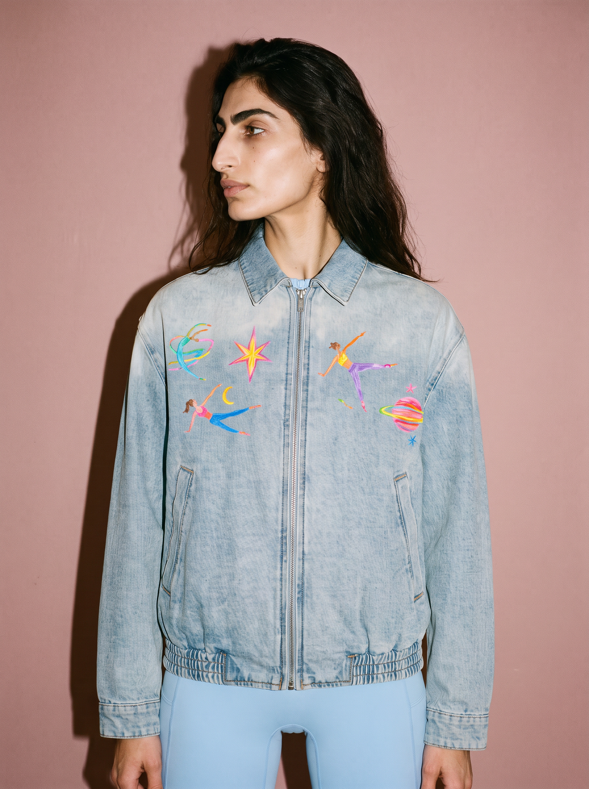 Cosmos Zipped Denim Jacket