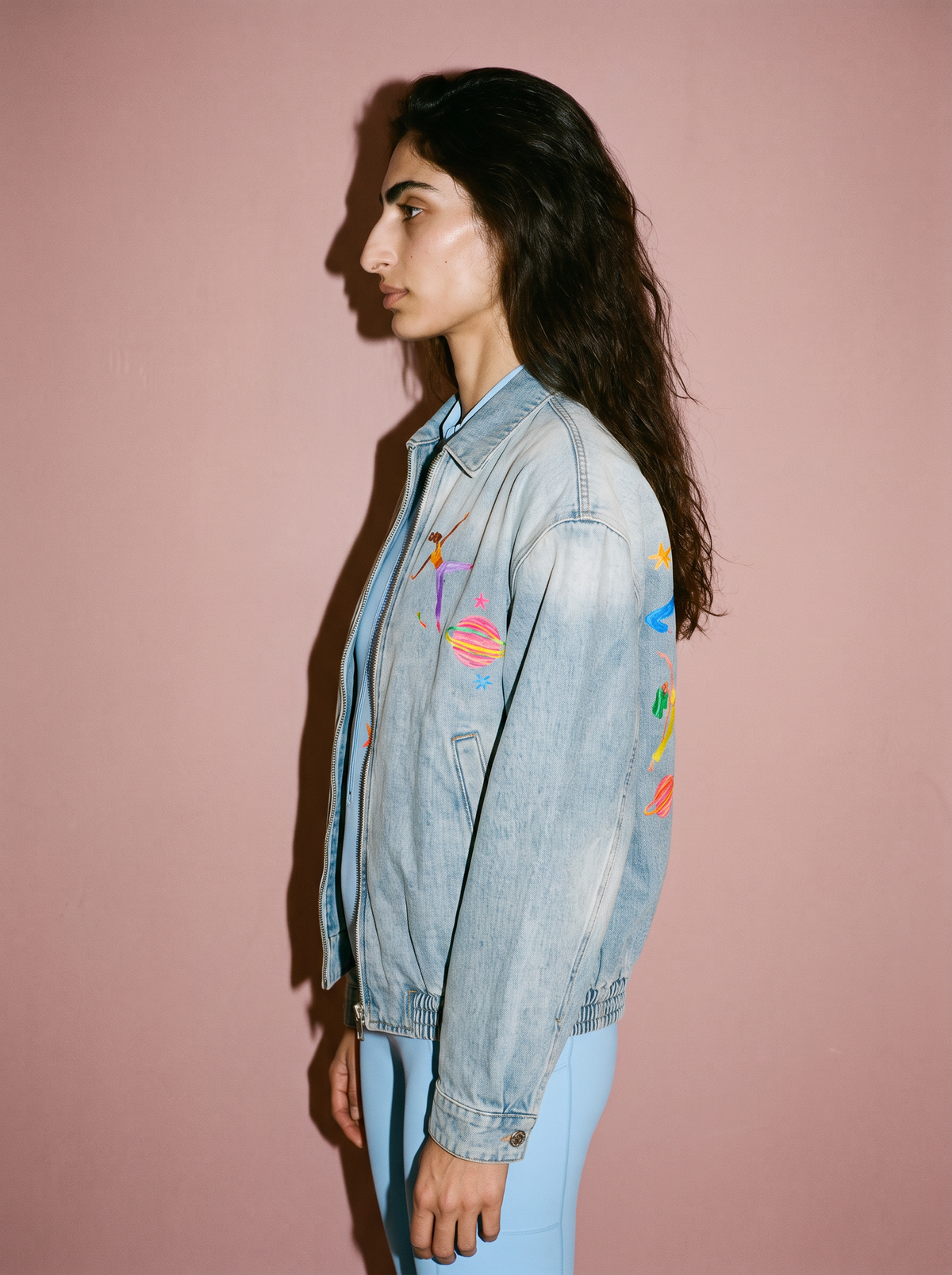 Cosmos Zipped Denim Jacket